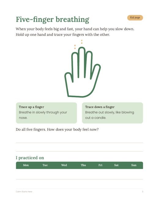 Page from the free calm-down sampler