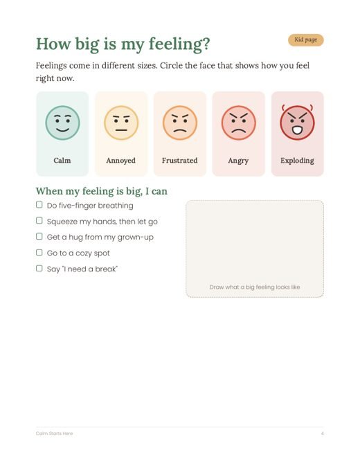 Page from the free calm-down sampler