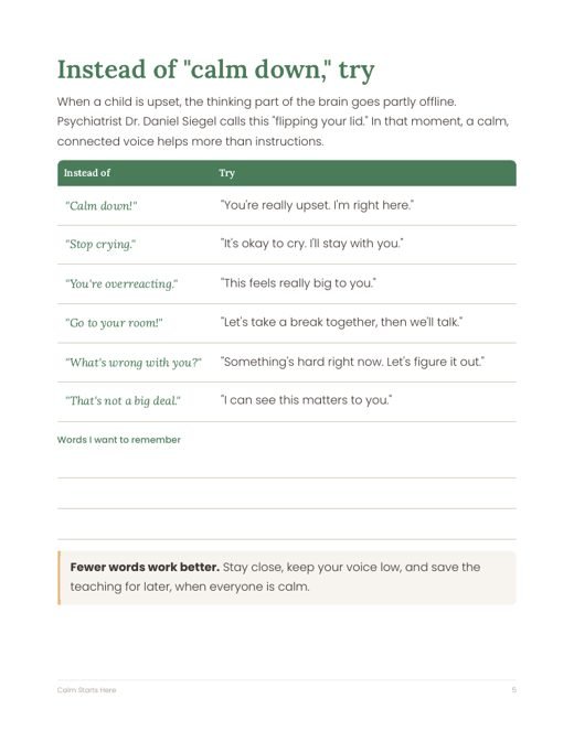 Page from the free calm-down sampler